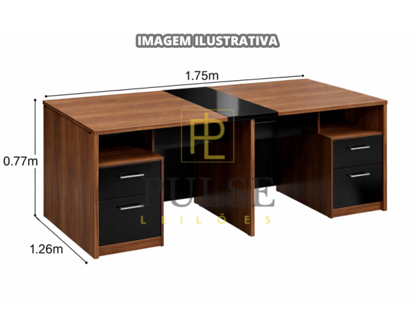 Foto de 1 (uma) mesa de escritório amadeirada